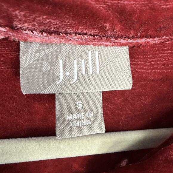 J Jill Small Silk Blend Crushed Velvet Button Up Top Lt. Burgundy Romantic Y2K - Picture 10 of 11